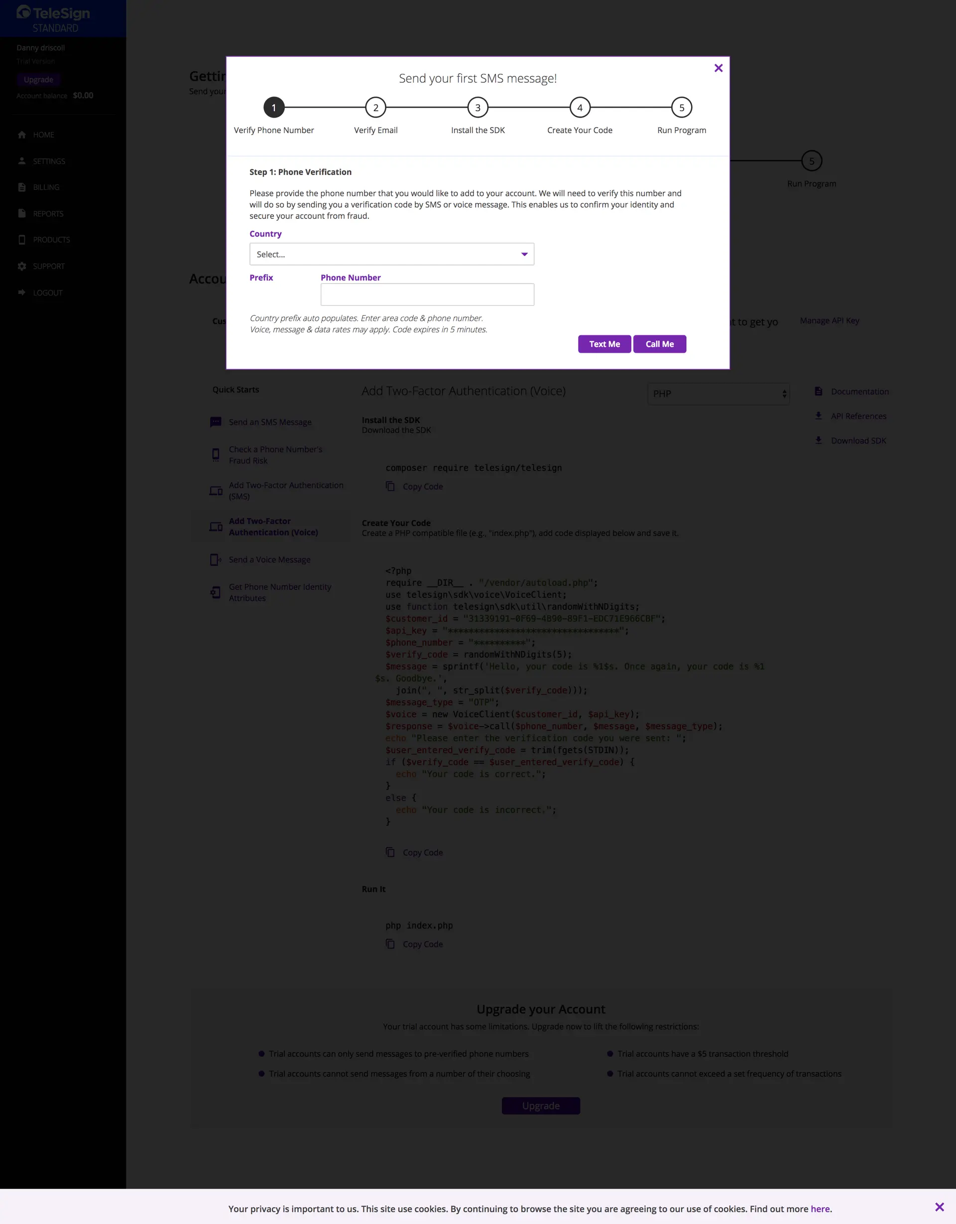 The problem was not the interface. Customers should never have needed to contact TeleSign to complete onboarding at all. image 2
